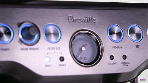 An image of the control panel unit of Breville BES870XL espresso machine 