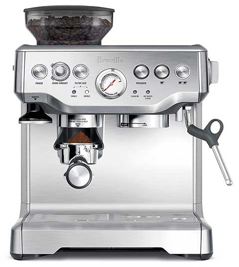 An image of Breville BES870XL, a full-featured semi-automatic espresso machine 