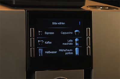 An Image of the Digital Touch Screen Panel of the Jura Z6 Coffee Machine