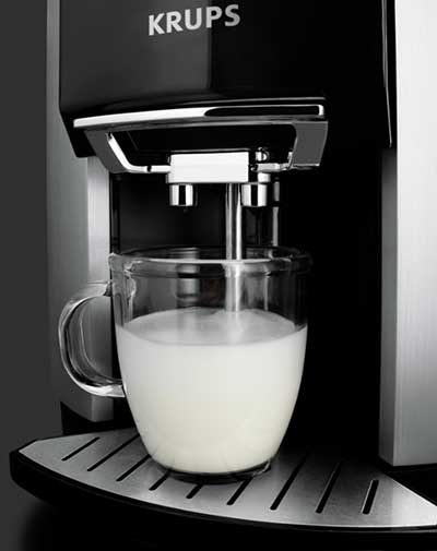 An image of Krups One Touch EA 9010's in-cup steaming wand 
