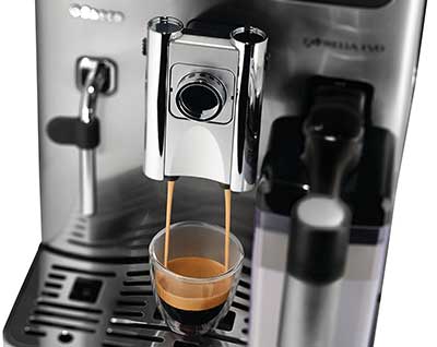 An image of the telescoping coffee spigot of Philips Saeco Exprelia EVO HD8857