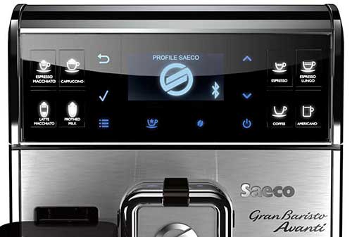An image of the digital touch control panel of Saeco Granbaristo Avanti