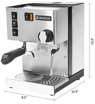 An image of the stainless steel Rancilio Silvia coffee machine 