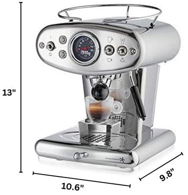 Francis Francis X1 Iperespresso with labels of its dimensions