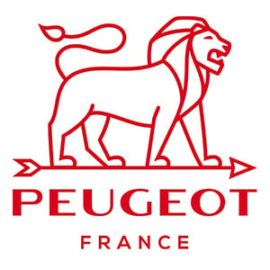 Brand logo of Peugeot featuring a lion stepping on an arrow