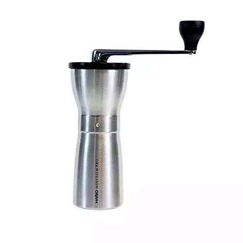 Hario Ceramic Coffee Mill, Mini Slim, Pro, Silver